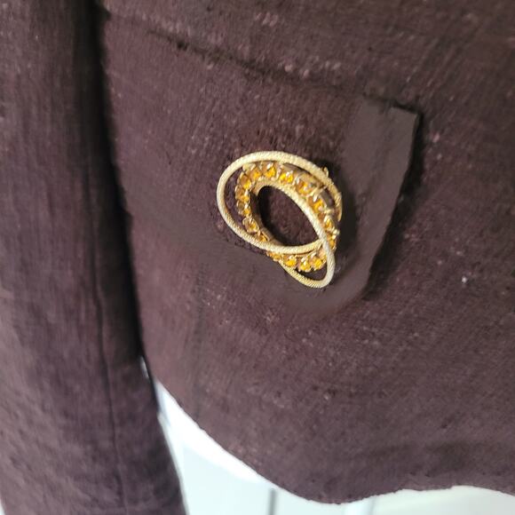 Banana Republic Size 10 Brown Tweed Blazer Retro Preppy Academic Jacket - Picture 2 of 10